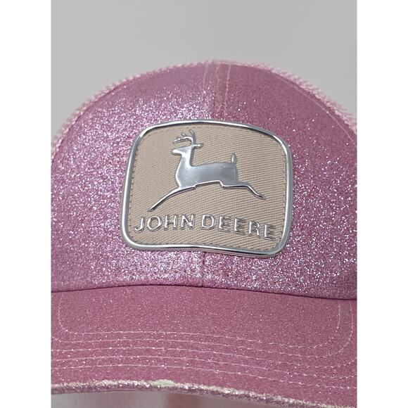 Genuine JOHN DEERE Pink Glitter Toddler Snapback Hat Baseball Cap Tractor Farm - Picture 2 of 10